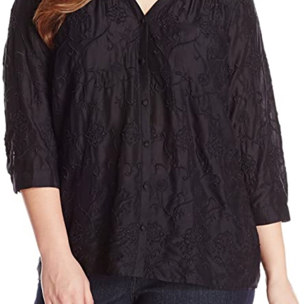 Lucky Brand Darcy Embroidered Accents Top